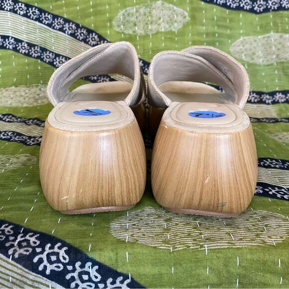 Zara Leather Suede Chunky Wood Heel Boho Hippie Sandals Size 38/ US 8 - Picture 5 of 14